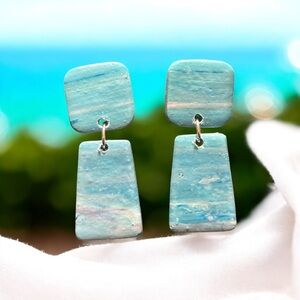 Polymer clay Elegant Blue Stone Earrings